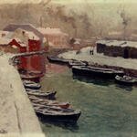 Thaulow_Frits_A_Snowy_Harbo