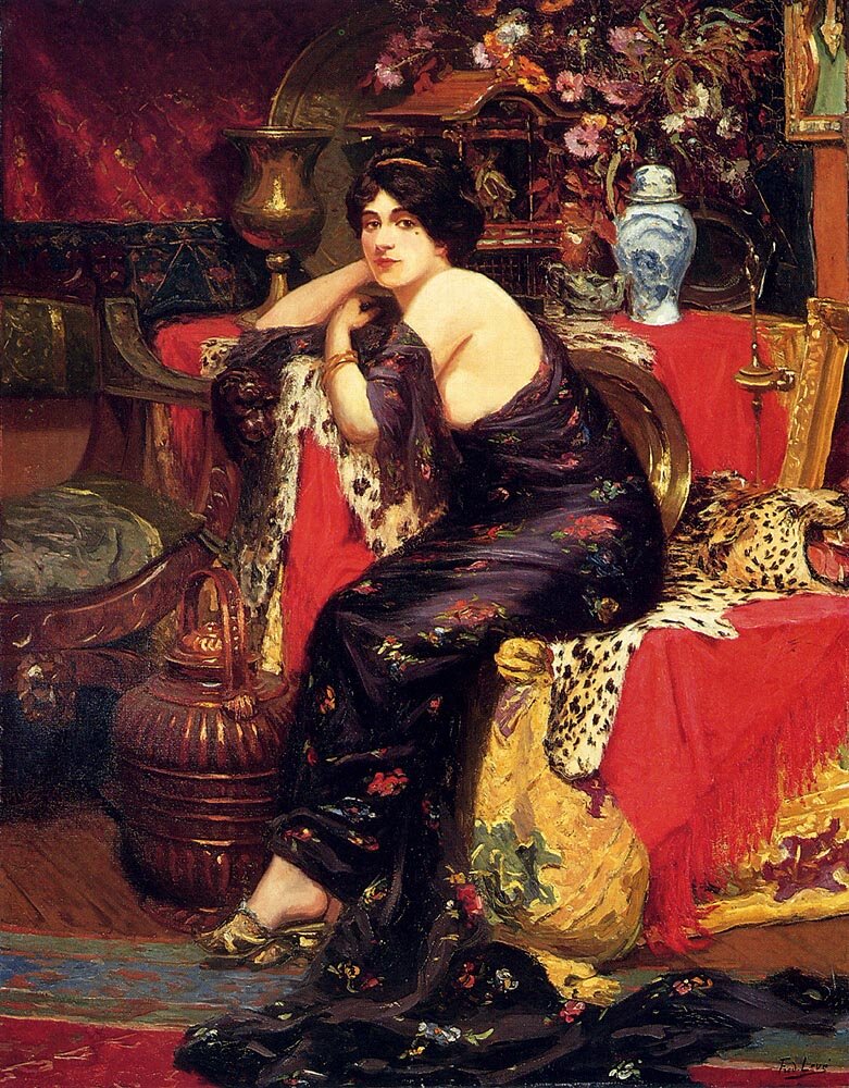 Leve Frederic Louis A harem Beauty Seated On A Leopard Skin